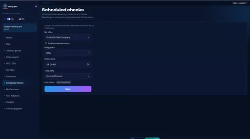 Scheduled checks: schedule