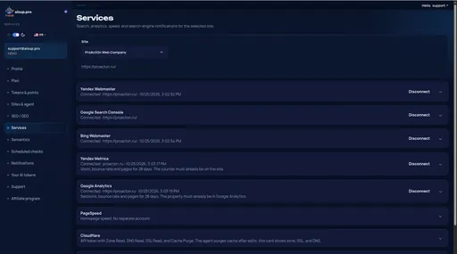 Services: connected site services
