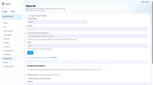 Your AI tokens: provider and model