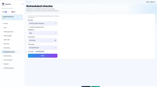 Scheduled checks: schedule