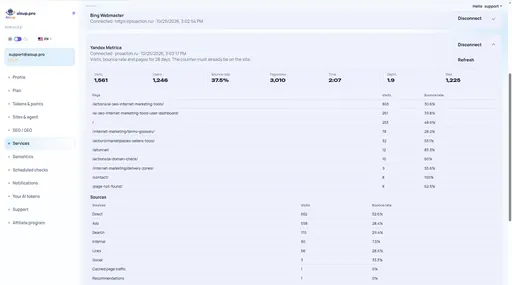 Services: Yandex Metrica