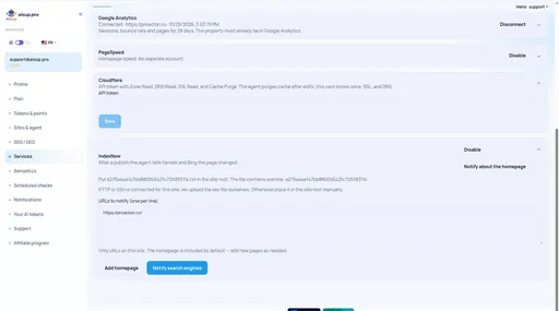 Services: Cloudflare and IndexNow