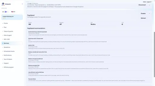 Services: PageSpeed Insights