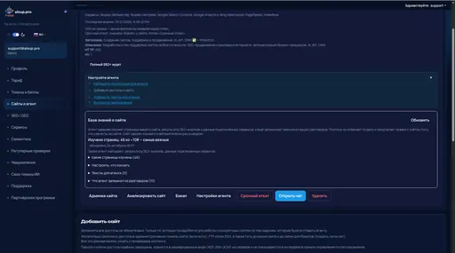 Сайты и агент: доступы к CMS и панели сервера