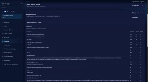 Сервисы: Bing Webmaster