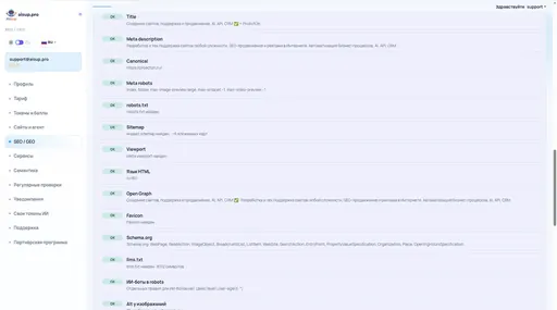 SEO / GEO: технические проверки